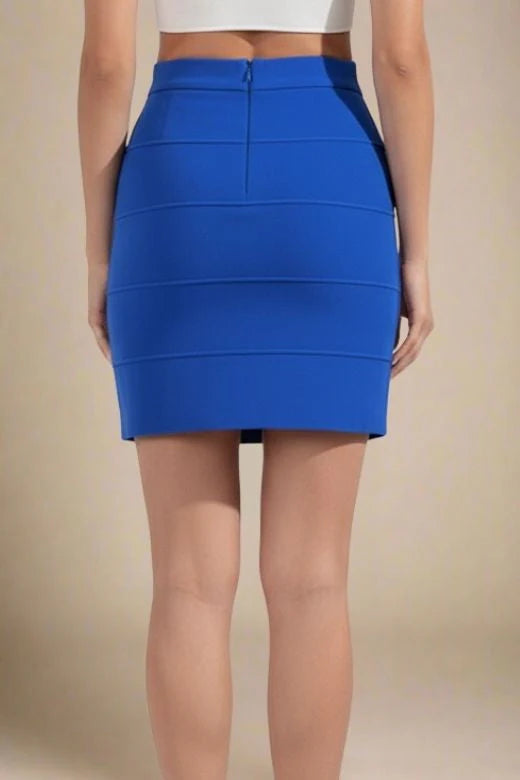 High Waist Bandage Mini Skirt Royal Blue