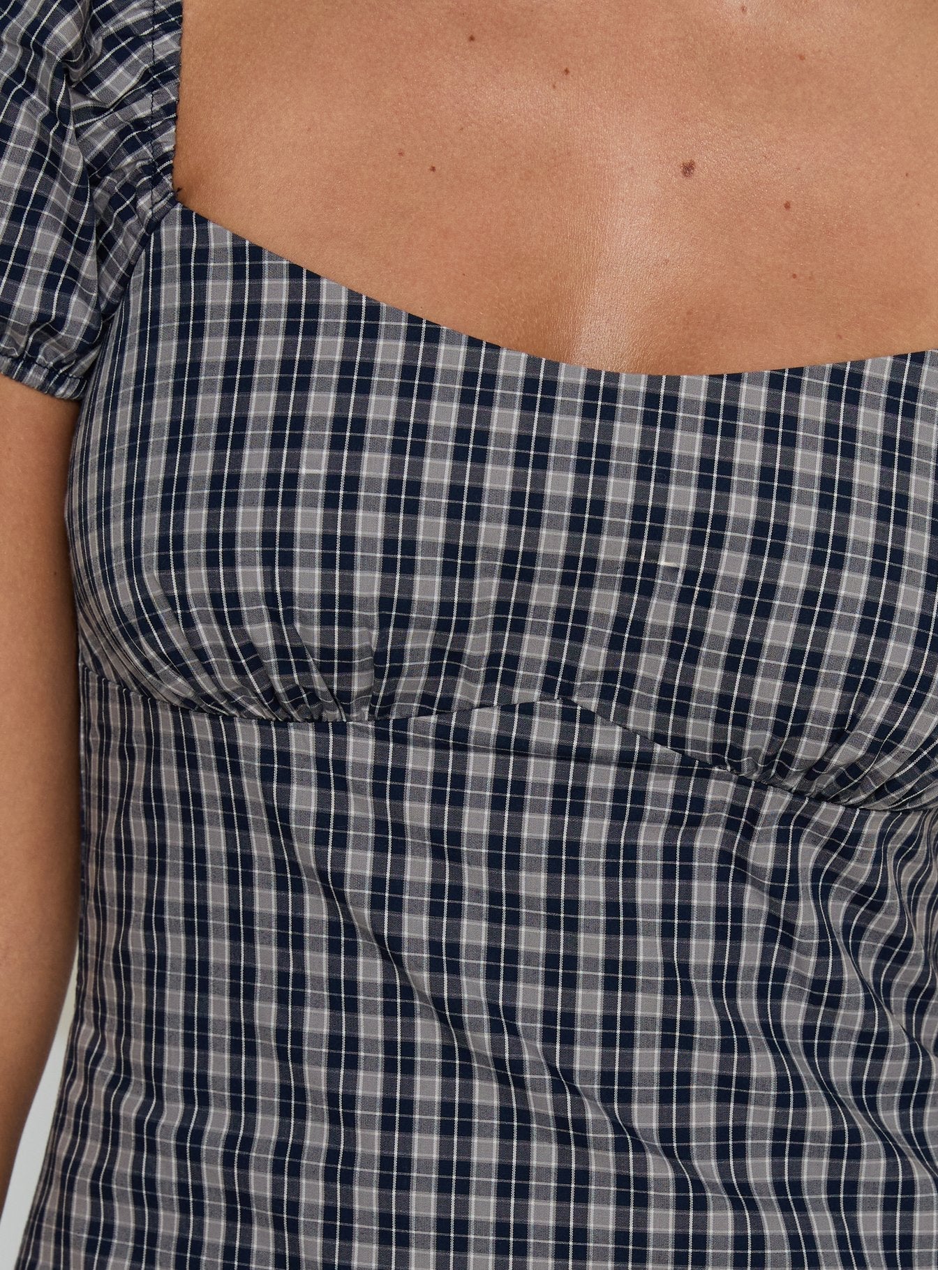 Sorynna Short Sleeve Playsuit Navy Check
