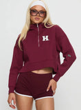 Harvard Buttersport Half zip Hoodie Crimson