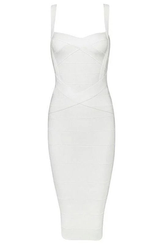 Heidi Bandage Midi Dress White Pearl Sale