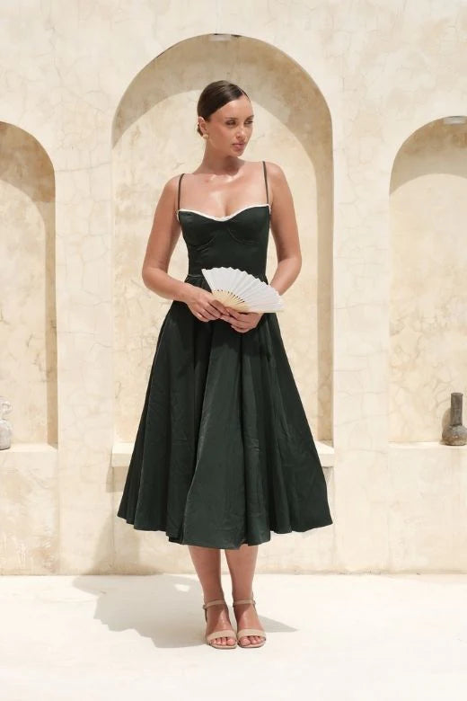 Mavis Midi Dress Emerald Green