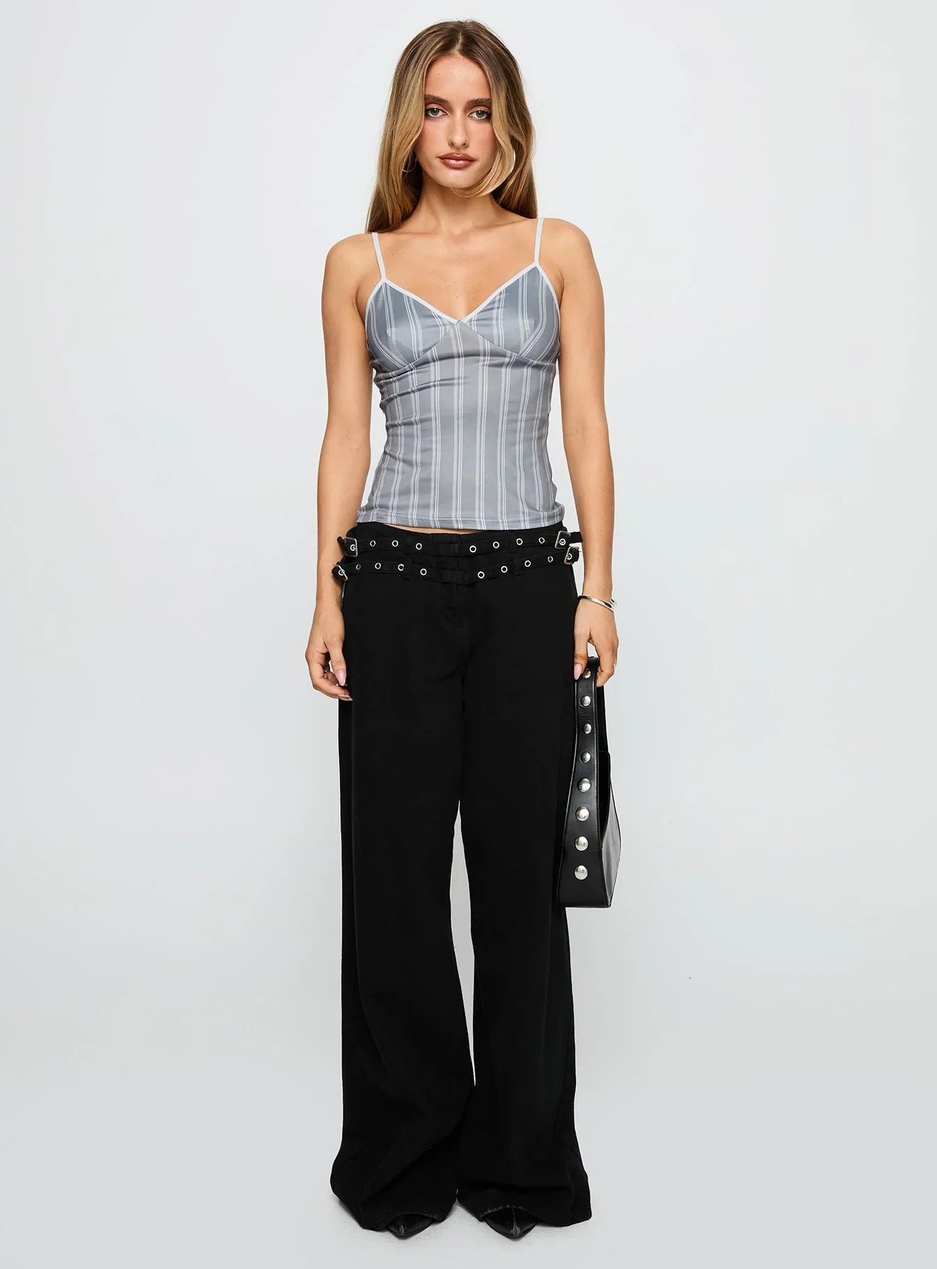 Baccarat Mid Rise Wide Leg Belted Jeans Black