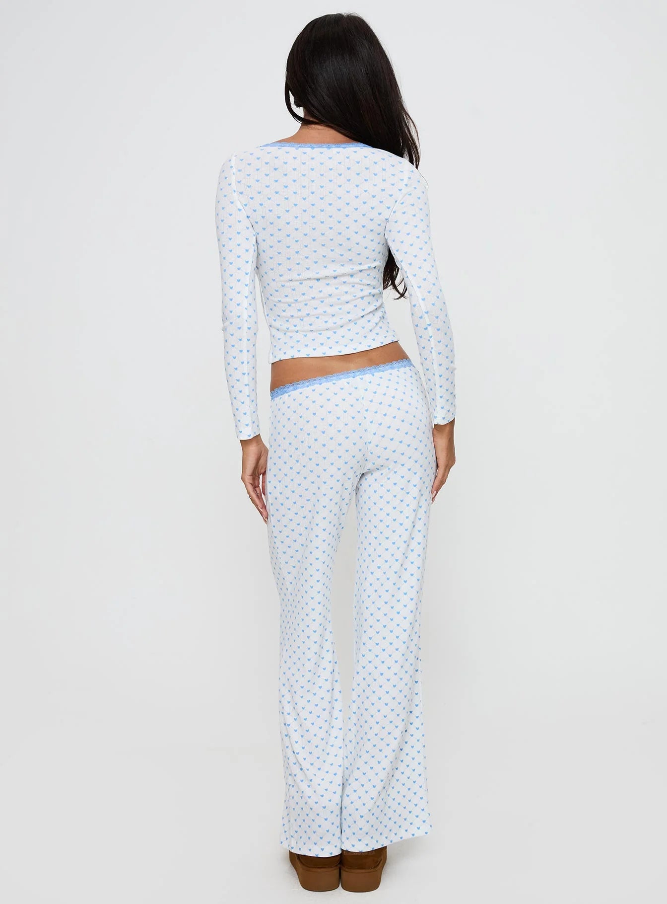 Whimsie Pointelle Sleep Pants Blue White