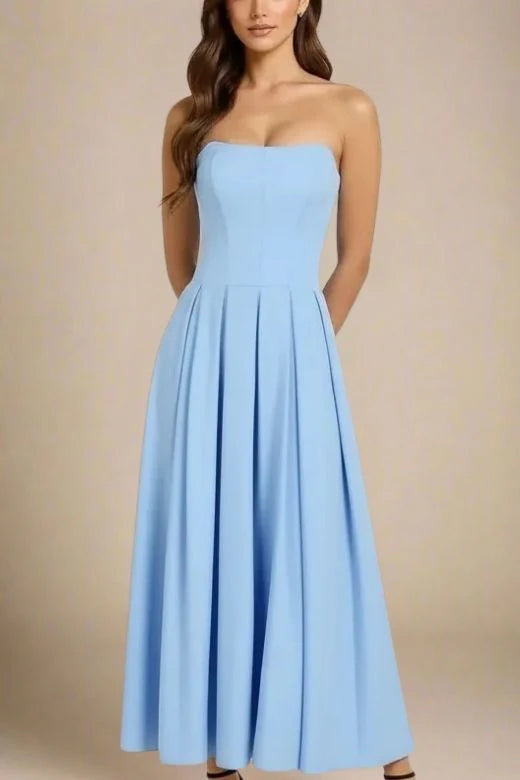 Capri Strapless Midi Dress Sky Blue