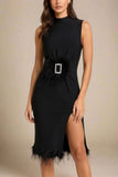 Erin High Neck Bandage Dress Classic Black