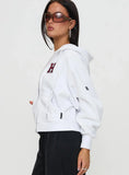 Harvard Raglan Zip Up White Red