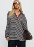 Rigbys Collared Jumper Brown Blue Stripe