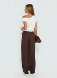 Pine For You Bead Detail Linen Pant Brown