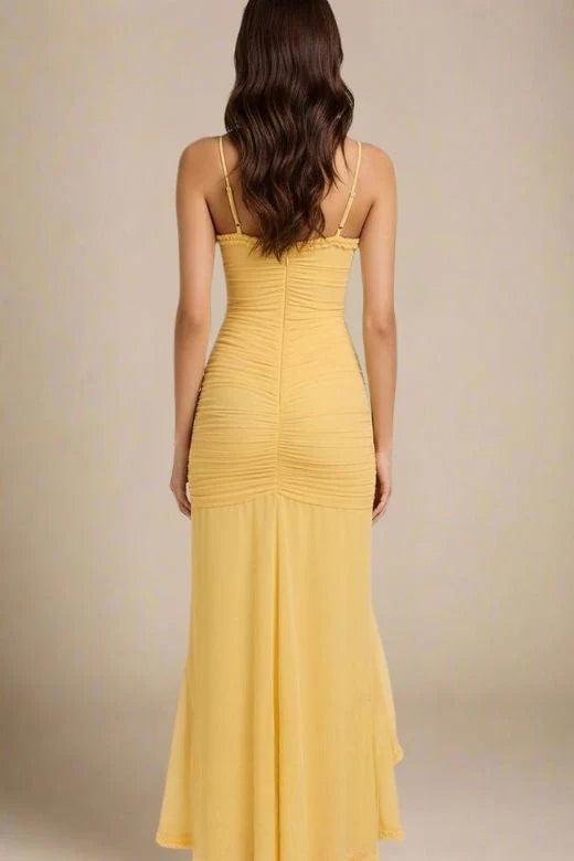 Noah Bodycon Wrap Midi Dress Sun Yellow
