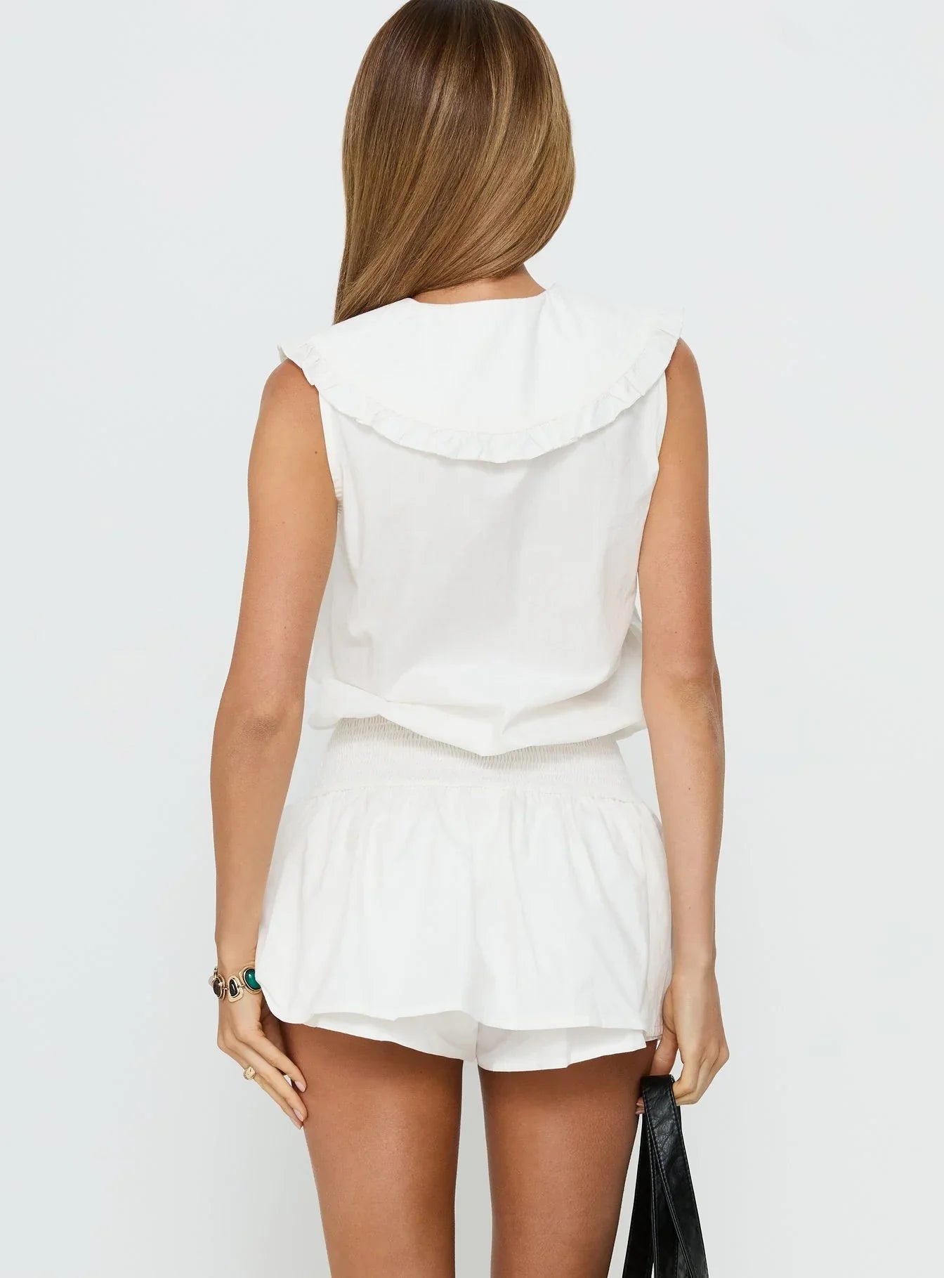 Nilufer Collared Playsuit White