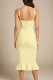 Joy Bandage Midi Dress Sun Yellow Sale