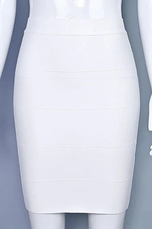 High Waist Bandage Mini Skirt White Pearl
