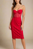 Leah Bodycon Dress Lipstick Red Sale