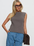 Peerless Ribbed Sleeveless Top Charcoal