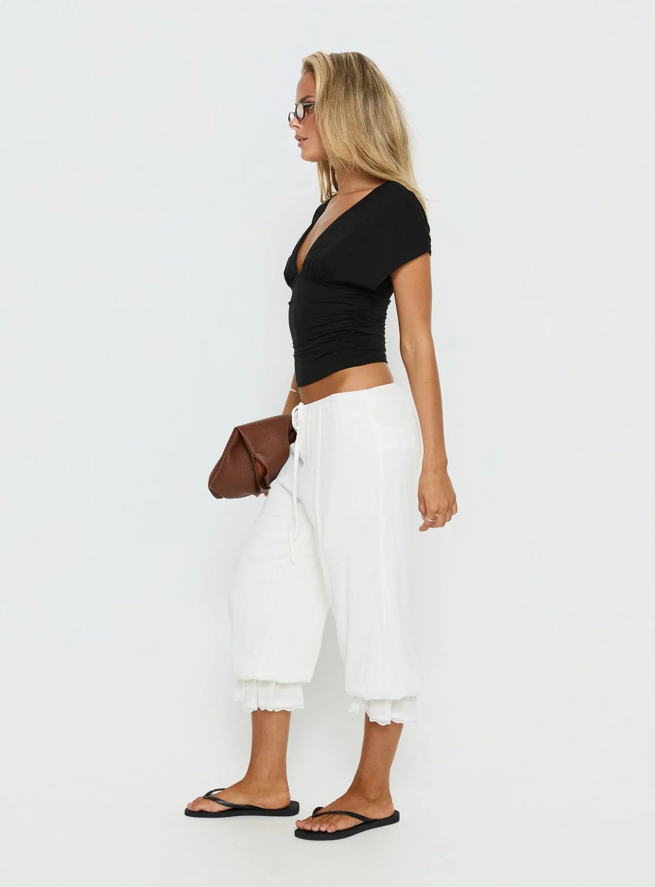 Basma Bloomer Trouser Pants Rayon White