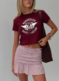 Real Love Baby Shirred Mini Skirt Red White Check