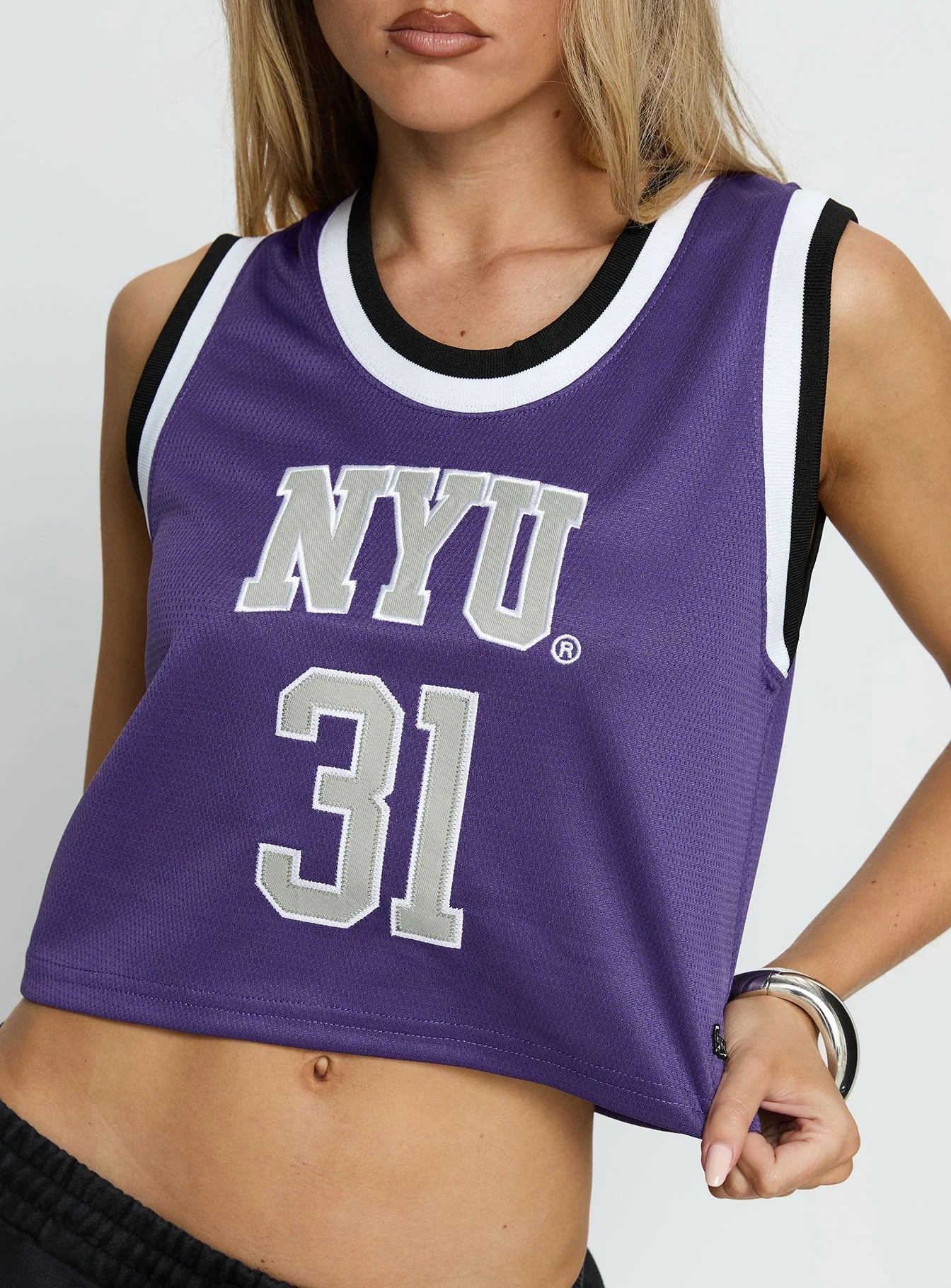 NYU Cropped Basketball Jersey Tank Violet