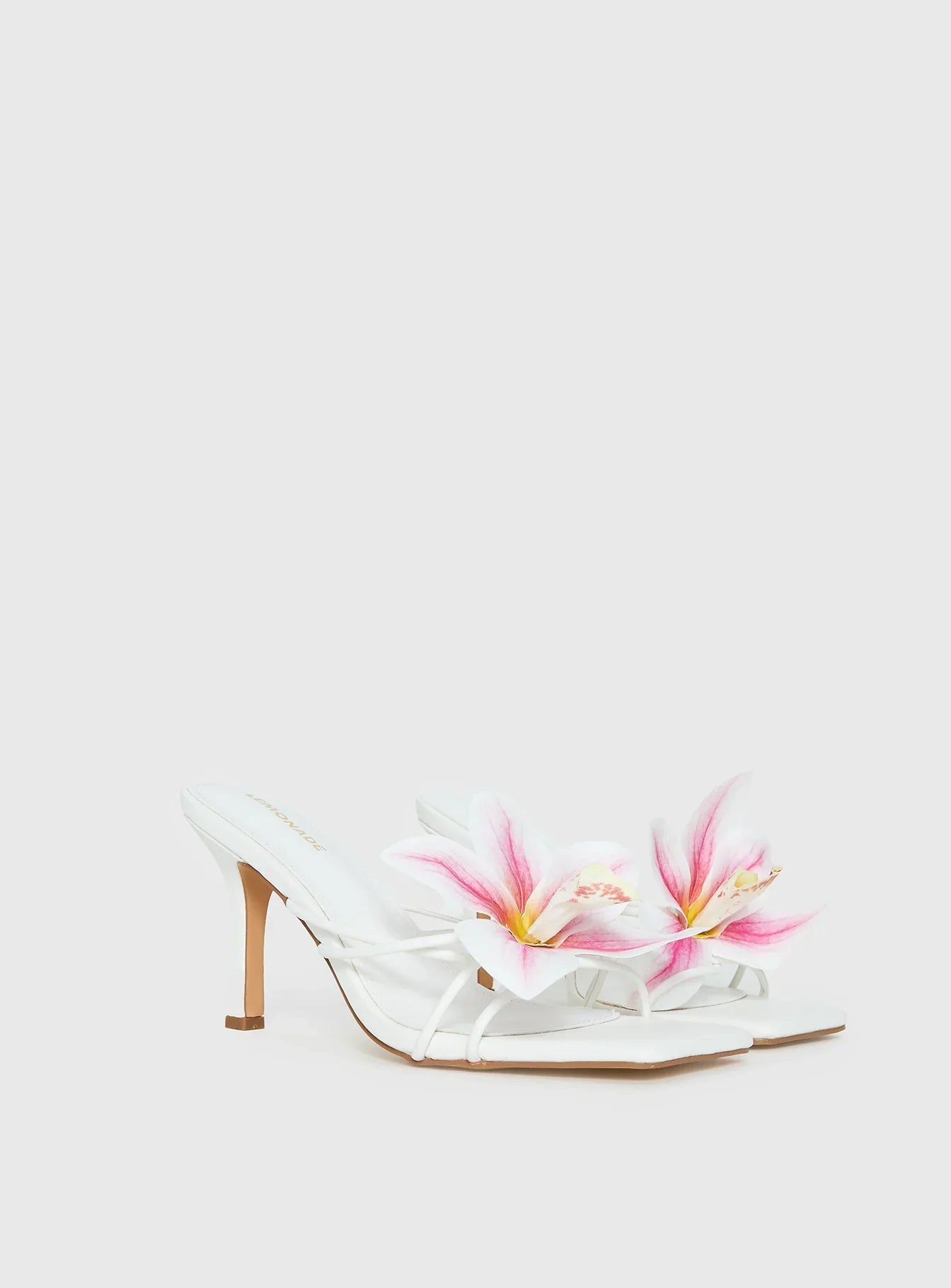 Exotic Etty Floral Detail Heels White