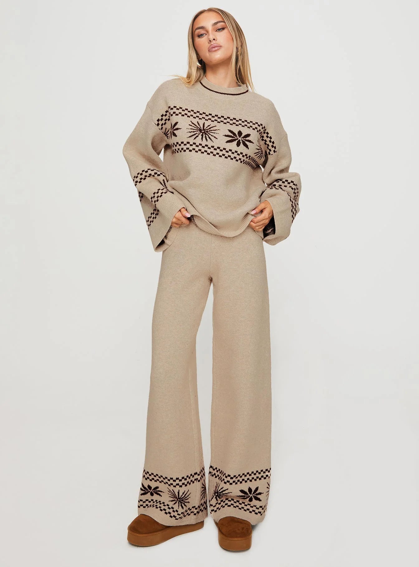 Anok Star Pants Brown Cream