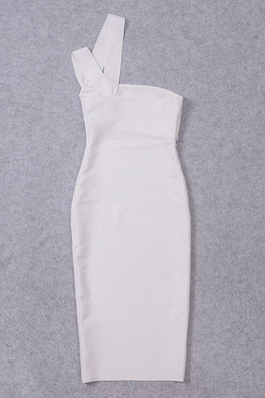 Molly Bandage Midi Dress White Pearl