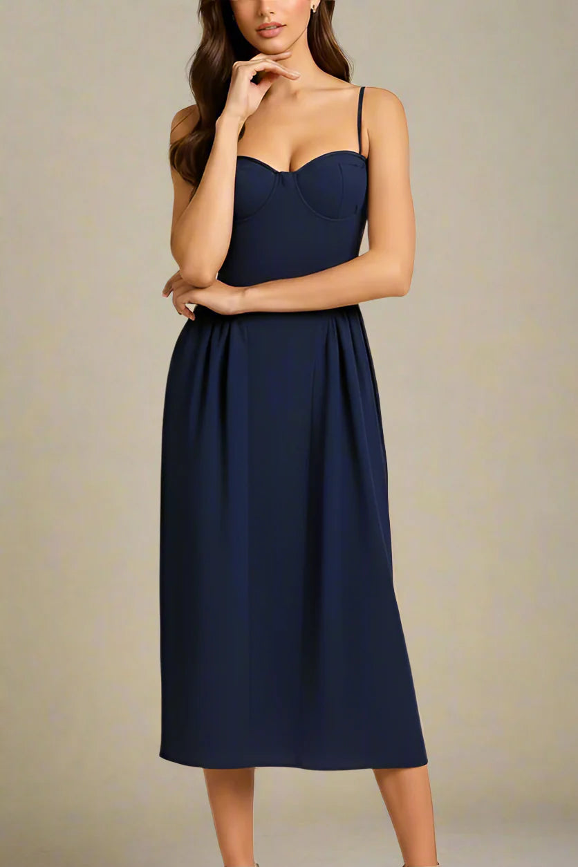 Everly Midi Dress Navy Blue Sale