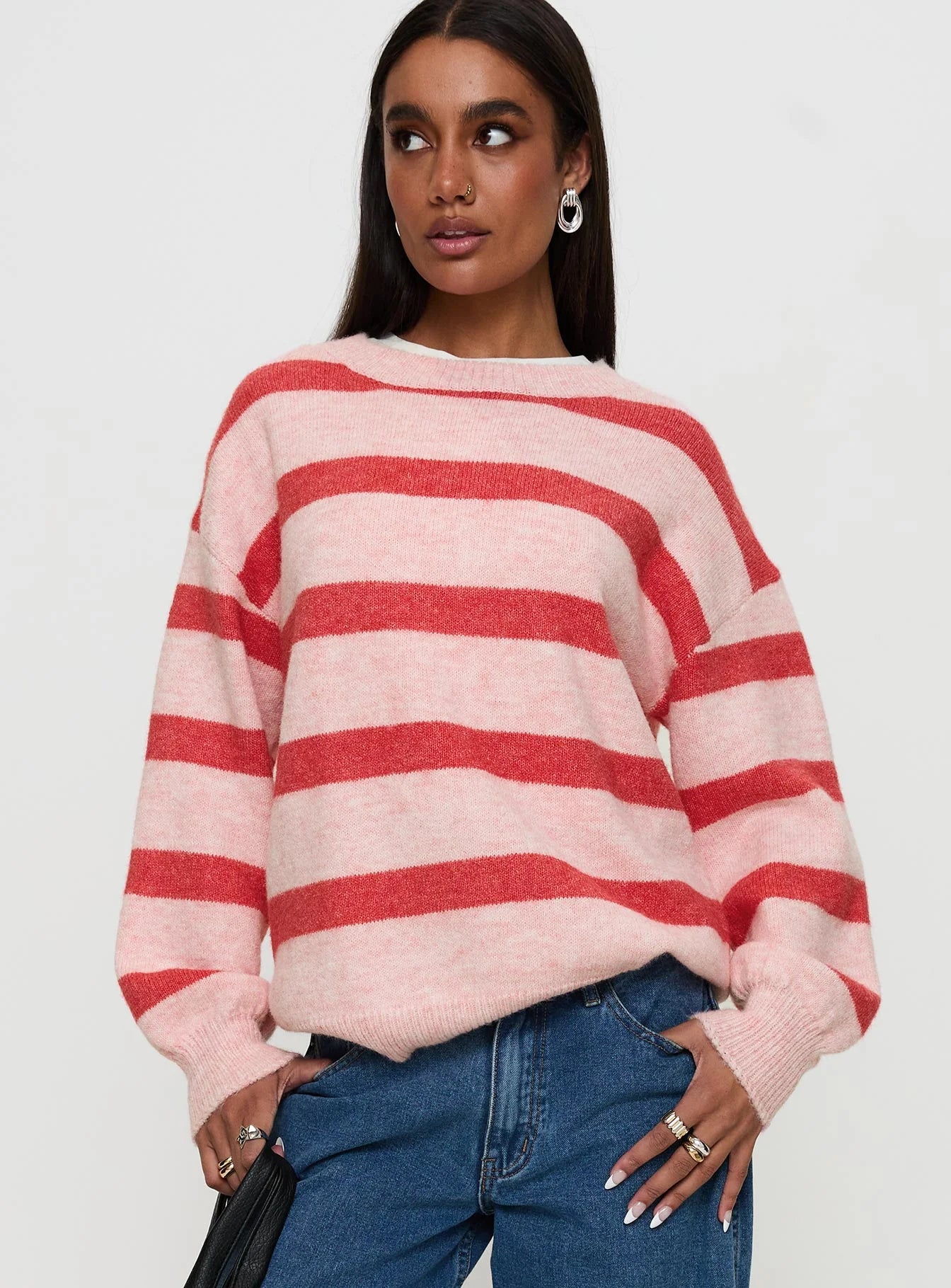 Ryanna Sweater Pink Red Stripe