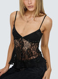 Weslee Lace Babydoll Top Black