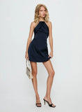Amberlee Halter Ruched Mini Dress Navy