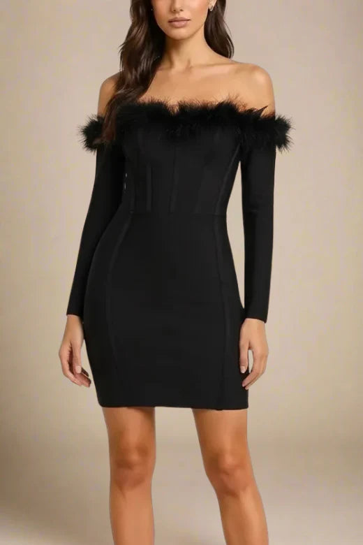 Erin Long Sleeve Bandage Mini Dress Classic Black