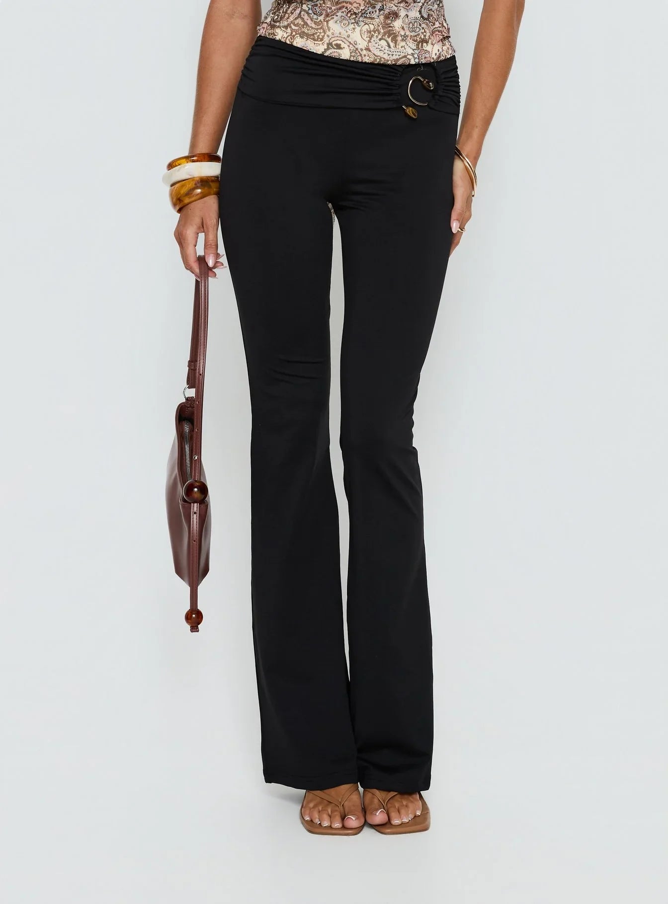 Kataliah Foldover Flare Pants Black