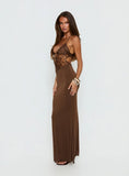 Totema Lace Halter Maxi Dress Chocolate