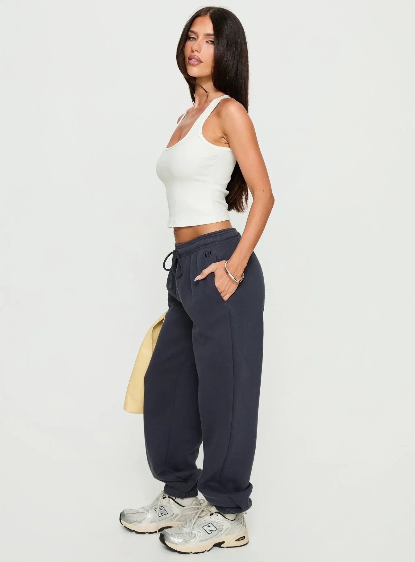 Caspa Dream Fleece Oversized Ankle Cuff Jogger Navy