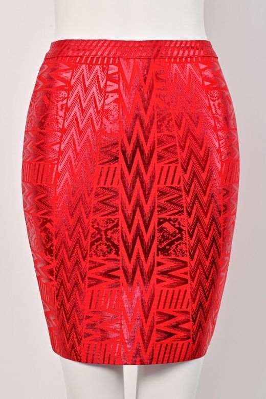 High Waist Metallic Leather Mini Skirt Lipstick Red