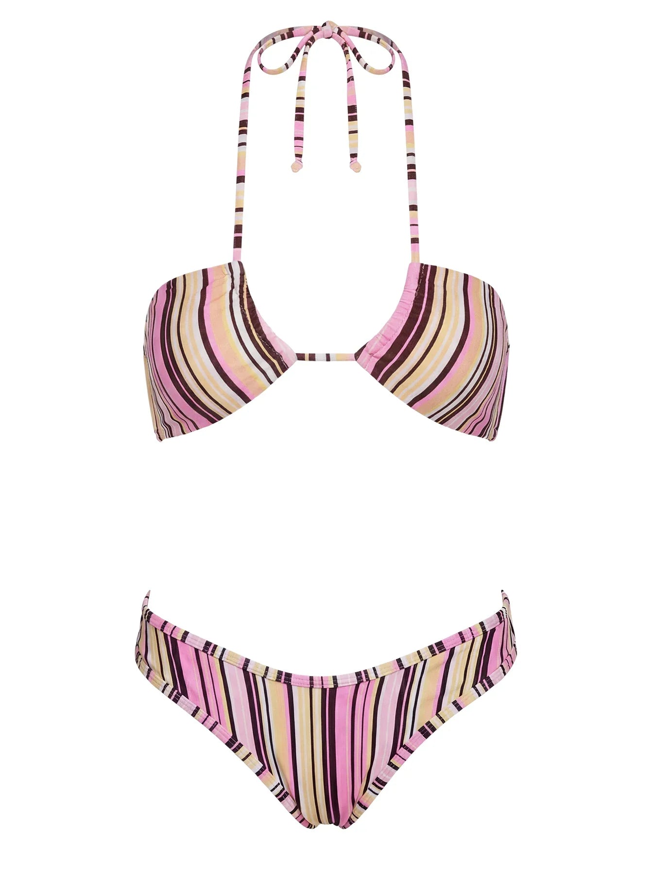Amiri Contrast High Side Bikini Bottoms Pink Yellow Stripe