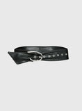 Sirena Faux Leather Belt Black Silver