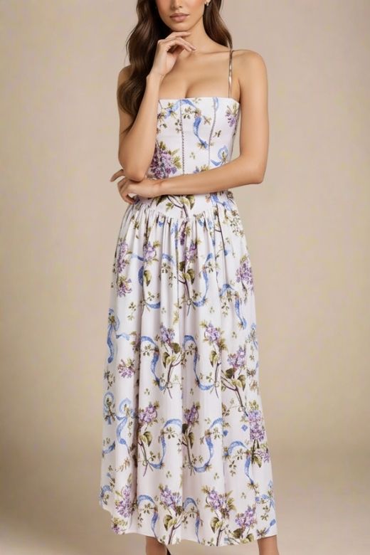 Tasmin Midi Dress White Floral Sale