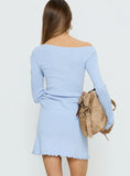Yelsie Off Shoulder Long Sleeve Mini Dress Baby Blue