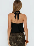 Aquaria Halter Linen Blend Top Black
