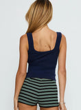 Baseline Button Front Rib Tank Top Navy
