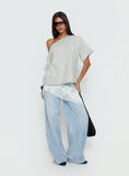 Kourta Off Shoulder Oversized Knit Top Grey Marle