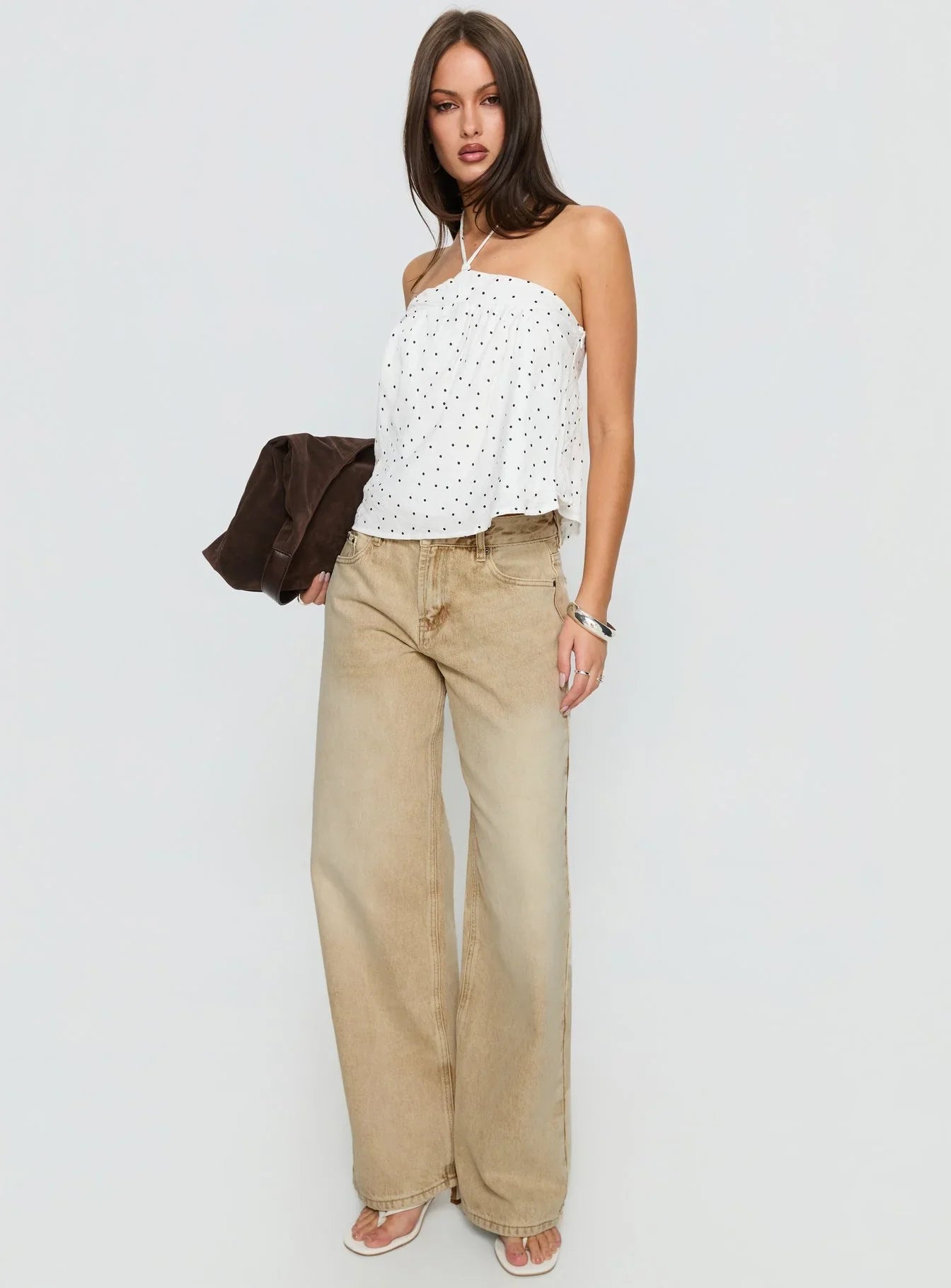 Serenitia Mid Rise Relaxed Jeans Sandy Brown Wash