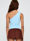 Impulse Ruched One Shoulder Top Blue