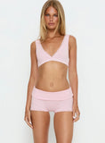 Serae Lace Trim Foldover Micro Shorts Pink