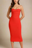 Miles Bodycon Midi Dress Lipstick Red