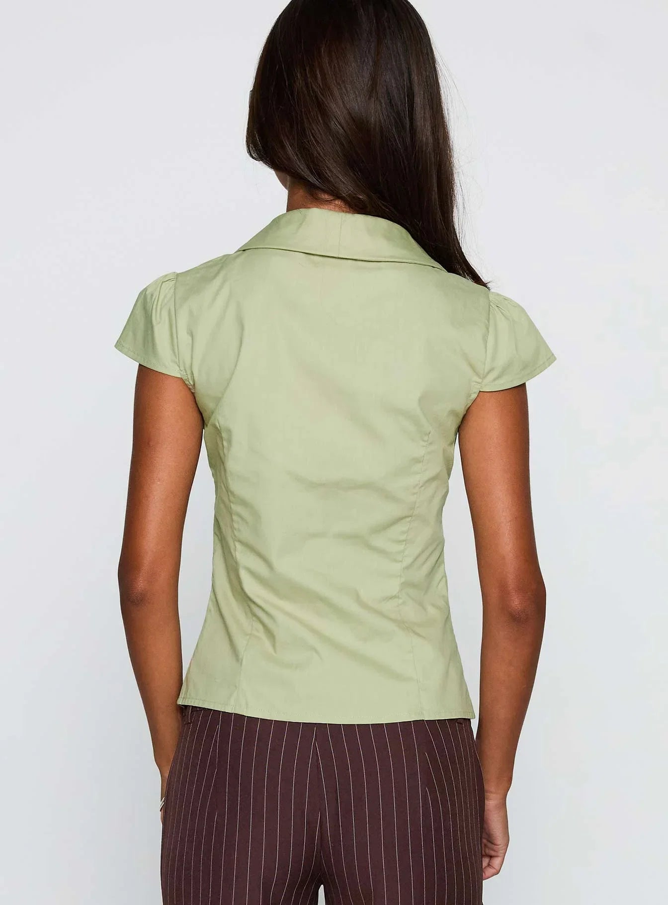 Crowd Control Collared Top Sage
