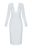 Olivia Long Sleeve Bandage Dress White Pearl