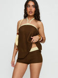 Contradiction Knit Shorts Brown Yellow