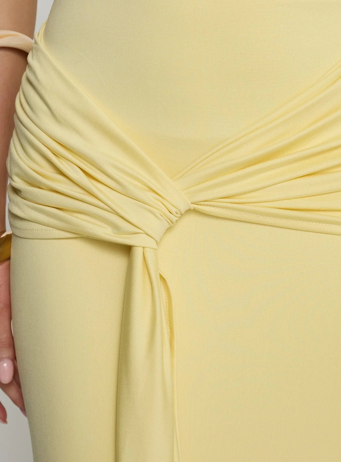 Get Lucky Drape One Shoulder Maxi Dress Lemon Yellow