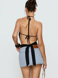Emira Backless Tie Neck Top Black