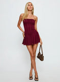Kristyna Strapless Playsuit Burgundy